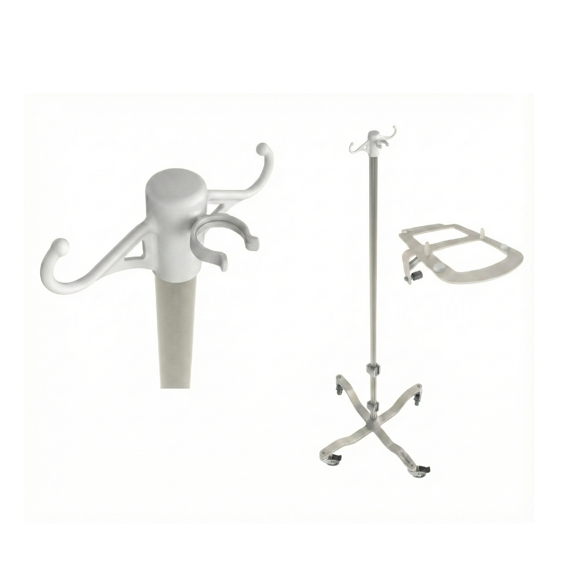 SOPORTE PARA PEDESTAL HOSPITALARIO Y BANDEJA MONTADA A PEDESTAL PARA SISTEMA AIRVO 2™